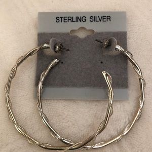 Sterling Silver Patterned Hoop Earrings